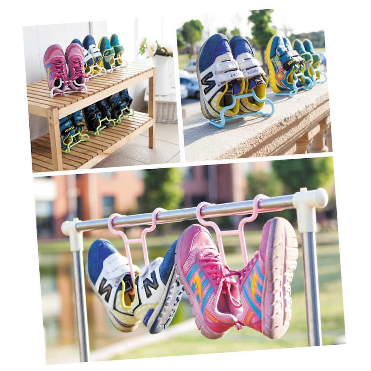 2 Pack Hanging Shoe Rack Space Saving Organizer for Closet Bedroom Storage Blue