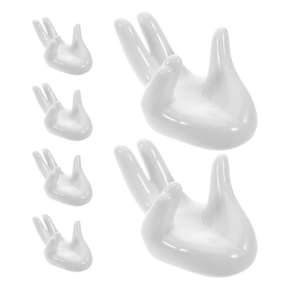 Porcelain Egg Cup Holder Hand Shaped Ceramic Display Stand for 6Pcs Eggs