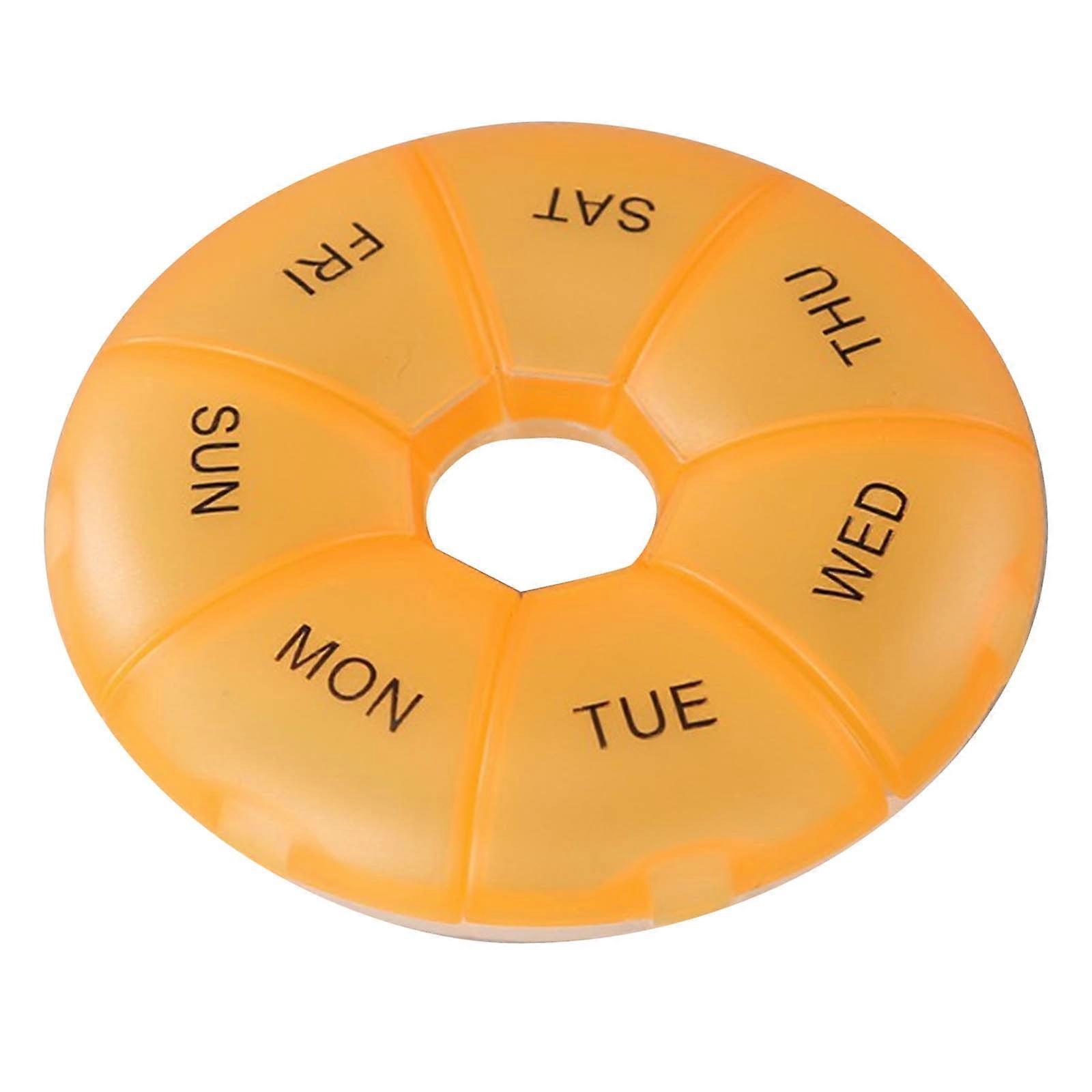 Caoilympe 7-Sided Portable Box Planner Small Case (Seven Day Weekly Container) Medication, Boxes Organizer Pillbox Dispenser Organizer Orange