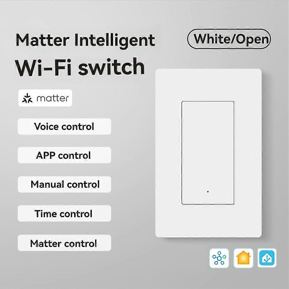 Matter WiFi Smart Switch Single-Way Button Wall Light Switch Button/Voice/App Controlled for TUYA/Google/SmartThings