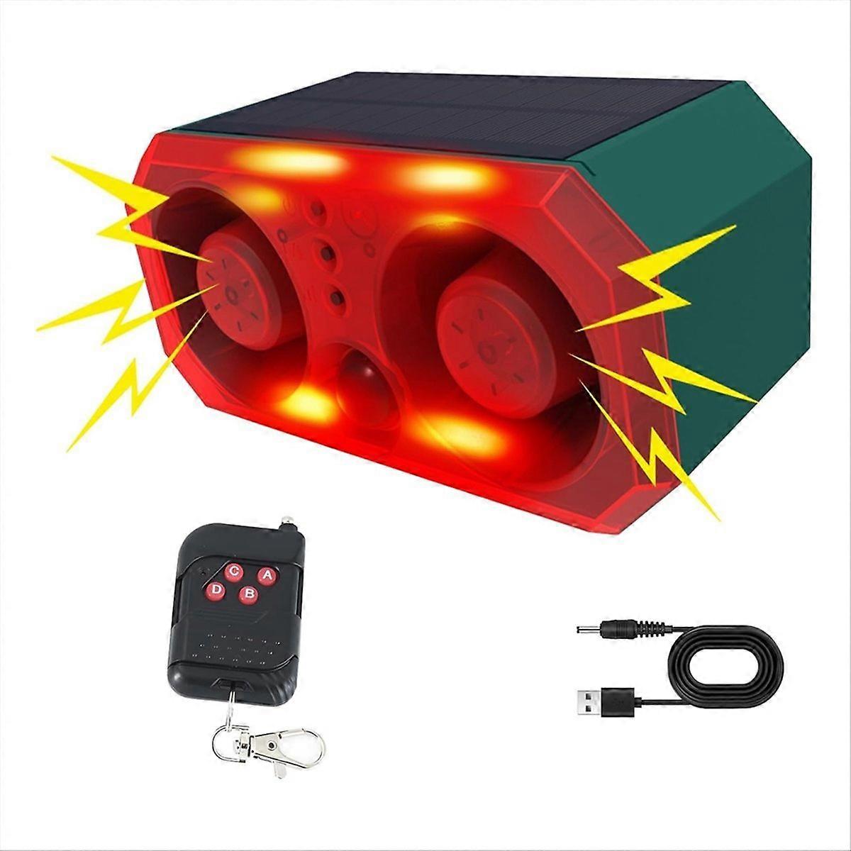 Solar Outdoor Motion Sensor Alarm with 13 Sound,130db Dual Speaker