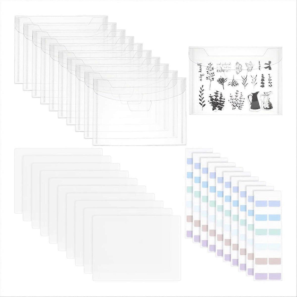 20Sets Clear Stamps Storage Bags with Panels