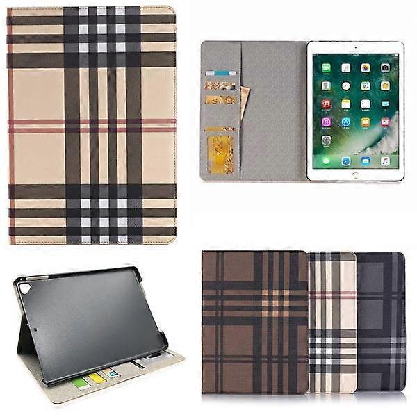 Wallet Case compatible with Ipad Air 2 - Check Pattern, 3 Different Colors, 9.7 inch Brown