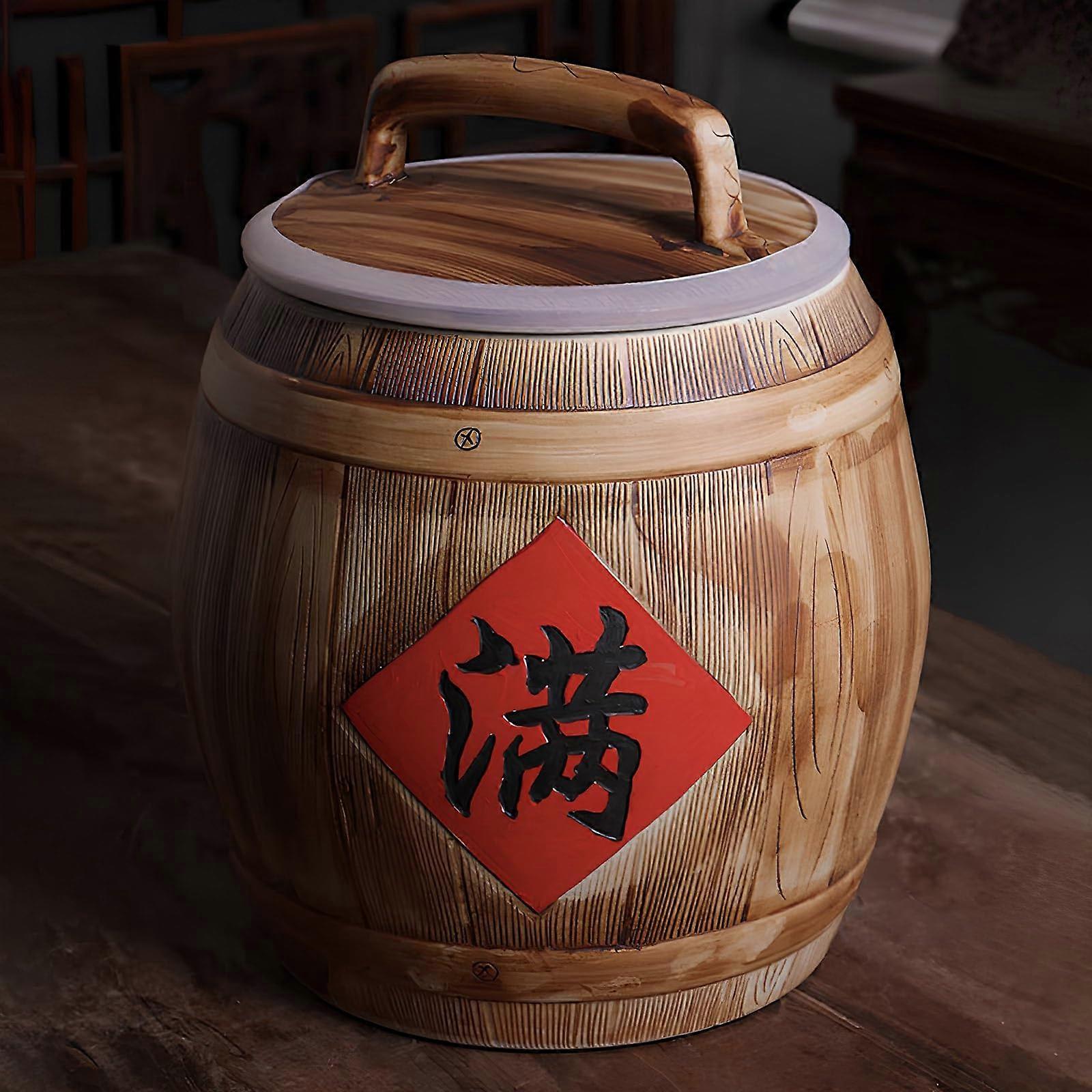 Ceramic Rice Storage Container with Moistureproof Lid, Large Capacity Jar for Grains 5kg