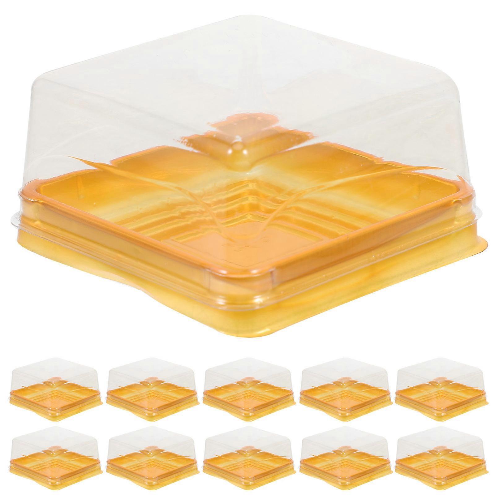 1 Set 100Pcs Plastic 100g Square Egg-Yolk Puff Packing Box Moon Cake Box
