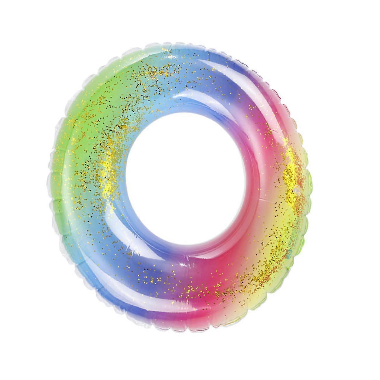 Inflatable Swim Ring with Shimmering Sequin Design, PVC Pool Float for Adults Summer Beach Fun