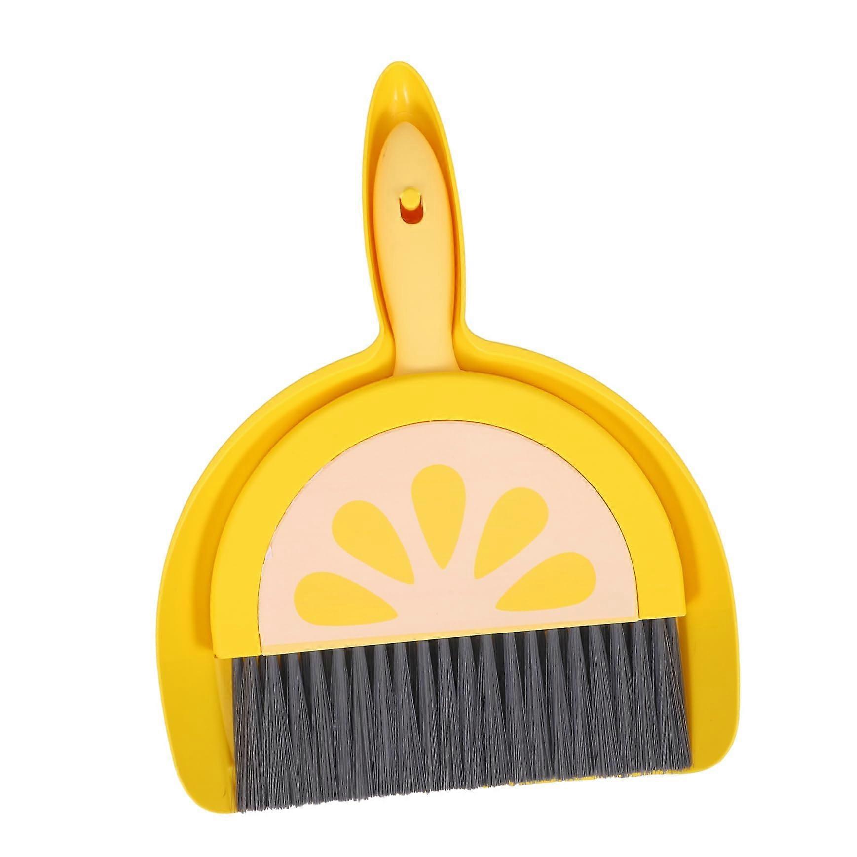 Mini Broom and Dustpan Set with Fruit Theme for Desktop Cleaning and Car Detailing