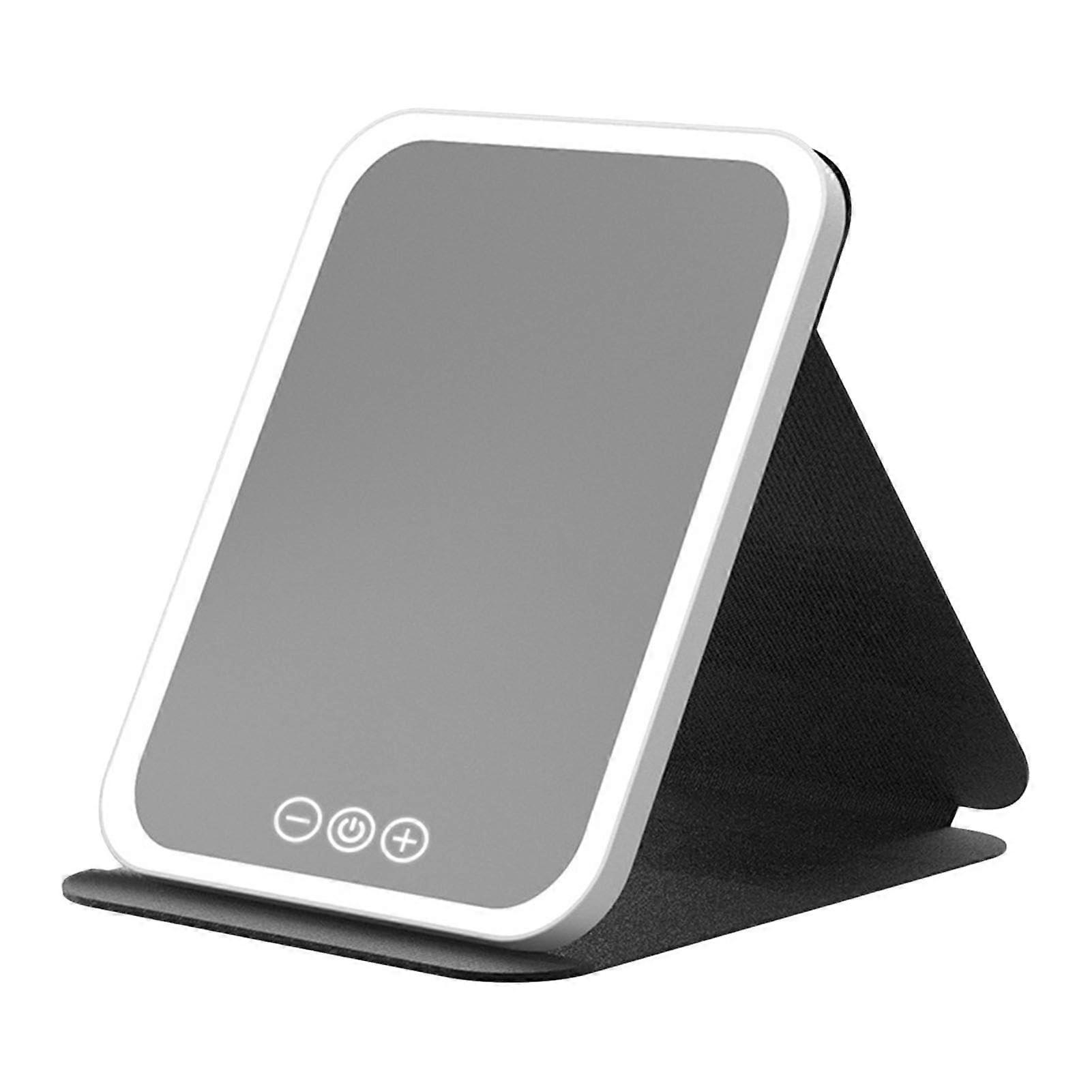 Lighted Makeup Mirror with Adjustable LED Brightness, USB Rechargeable Travel Folding Design