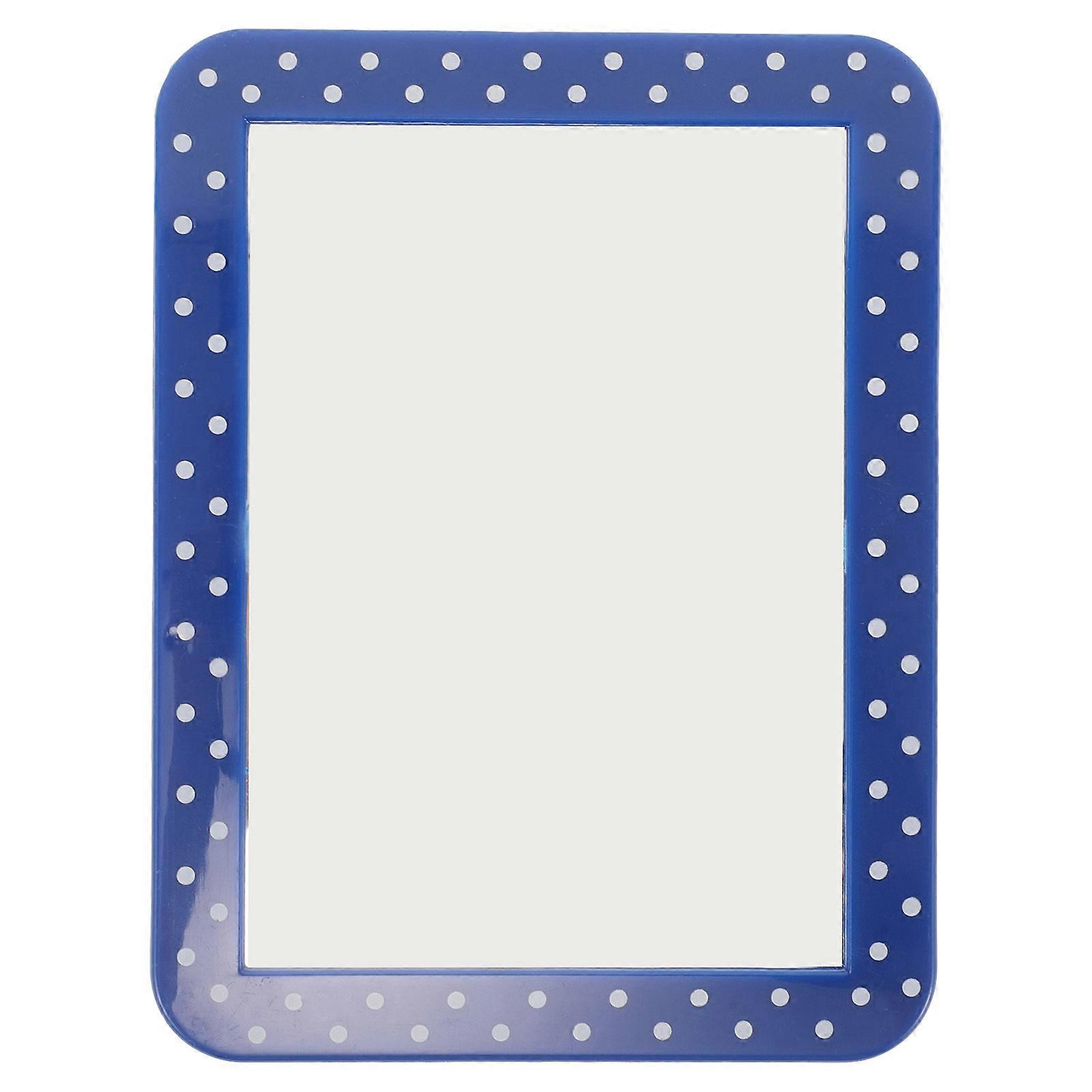 Blue Magnetic Locker Mirror for Workshop with Polka Dot Design