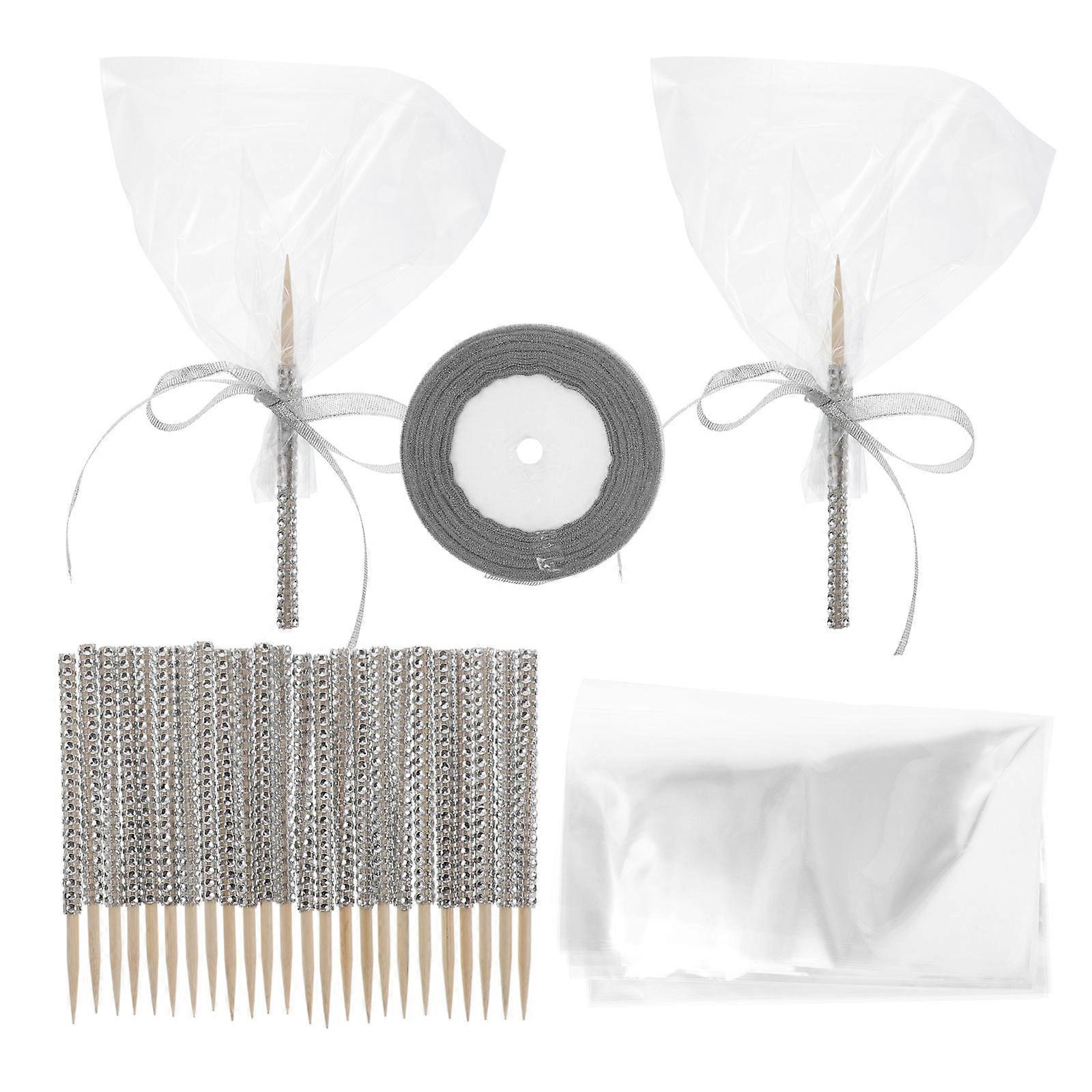 Silver Bling Candy Stick Bamboo for Party Use 24Pcs Pack