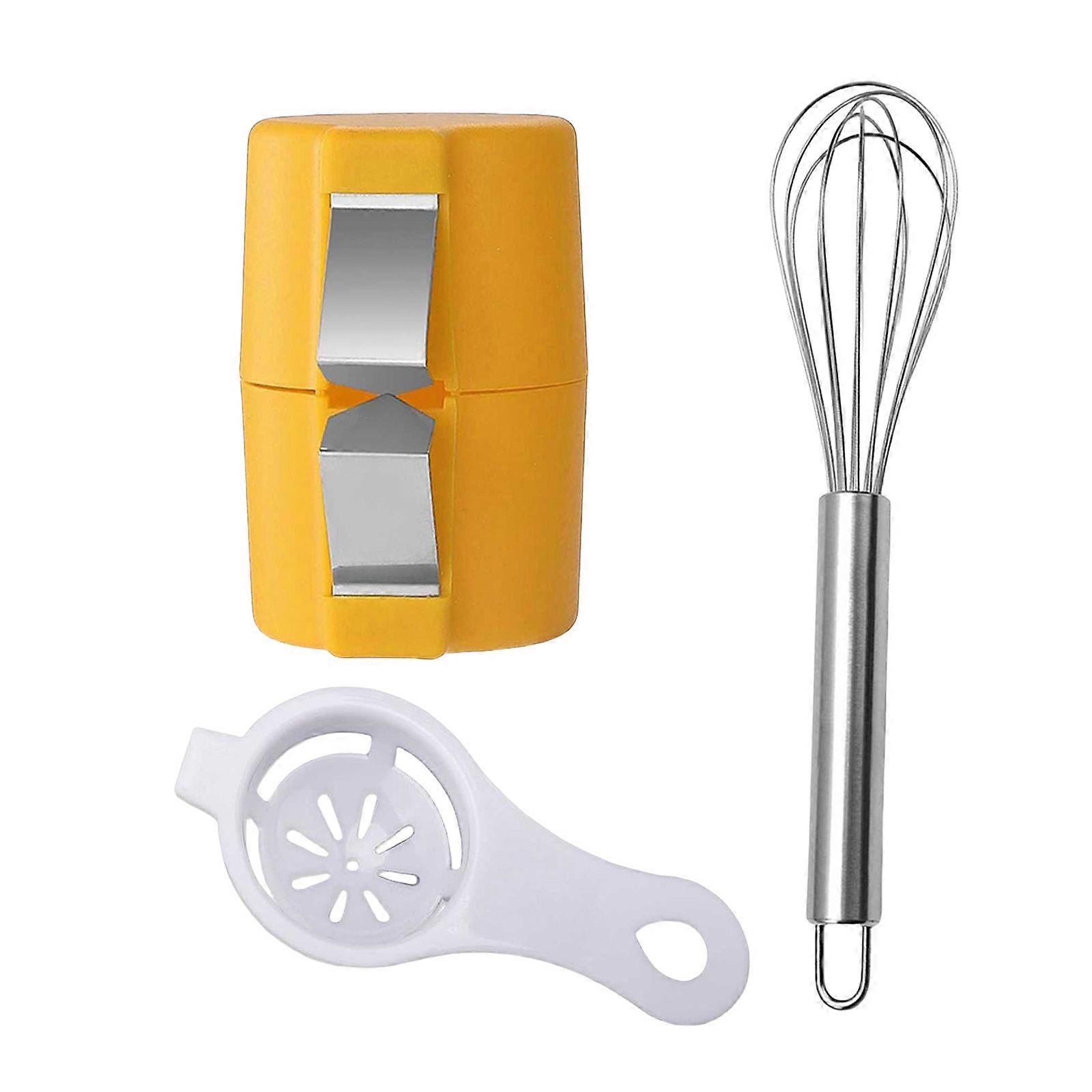 3 Pack Practical Eggs Shell Opener Set Eggs Separator Eggs Opener Eggs Stirrer Eggs Tool Set for Kitchen Cooking  Yellow
