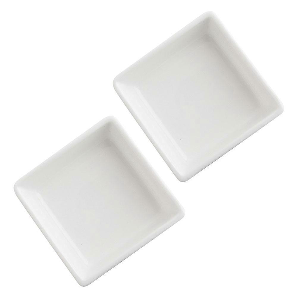 Pudding Bowl Ceramic Square Serving Bowls for Cooking 2Pcs White