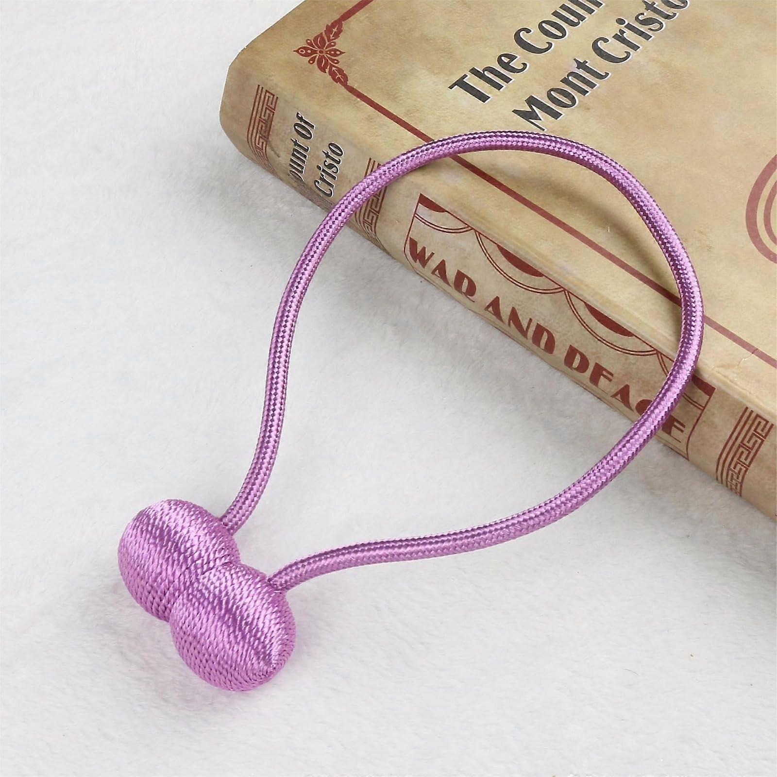 Magnetic Rope Curtain Tiebacks with Dual Binding Modes and Smooth Texture Finish, Purple 2Pack
