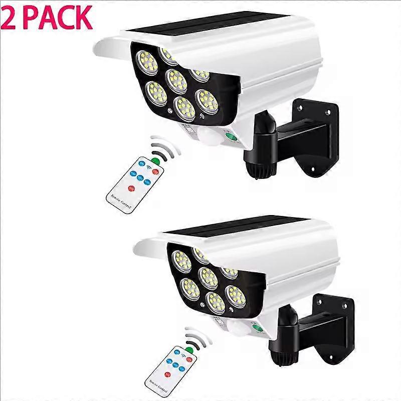Outdoor Motion Sensor Solar Lights 2000 Lumen 77 LED With Remote Controller Fake Security Camera Monitoring Induction Wall Lamps