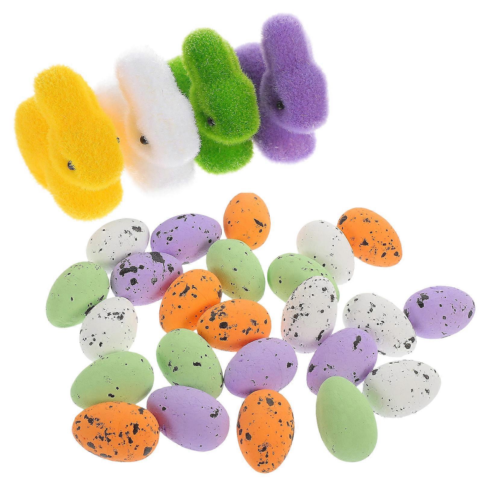 Easter Egg Foam Rabbit Ornaments for DIY 112 Pieces Set