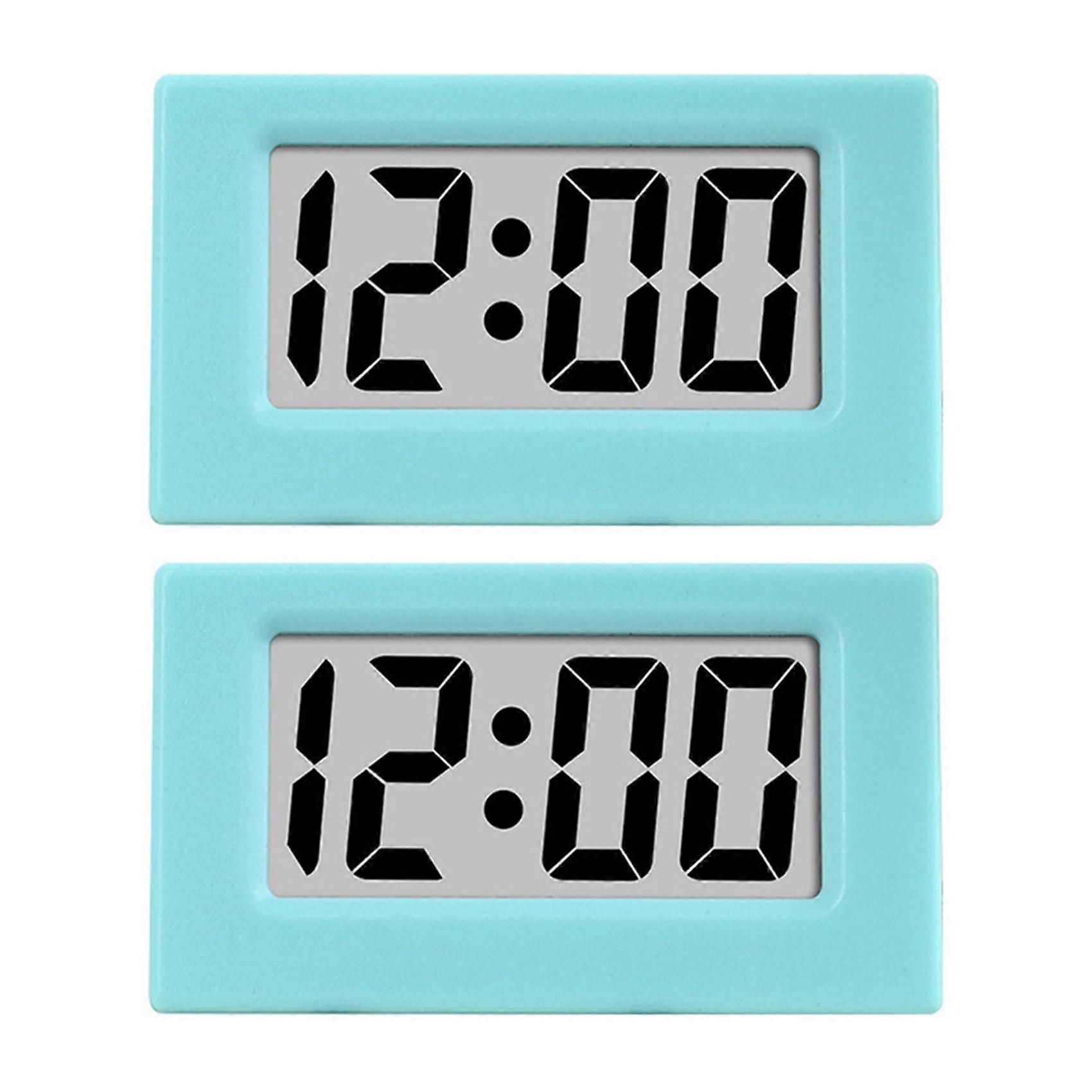 2X Mini Clock Triangle LED Screen Lectronic Digital Alarm Screen Desktop Clock for Home Office Table Bedroom Decor Blue