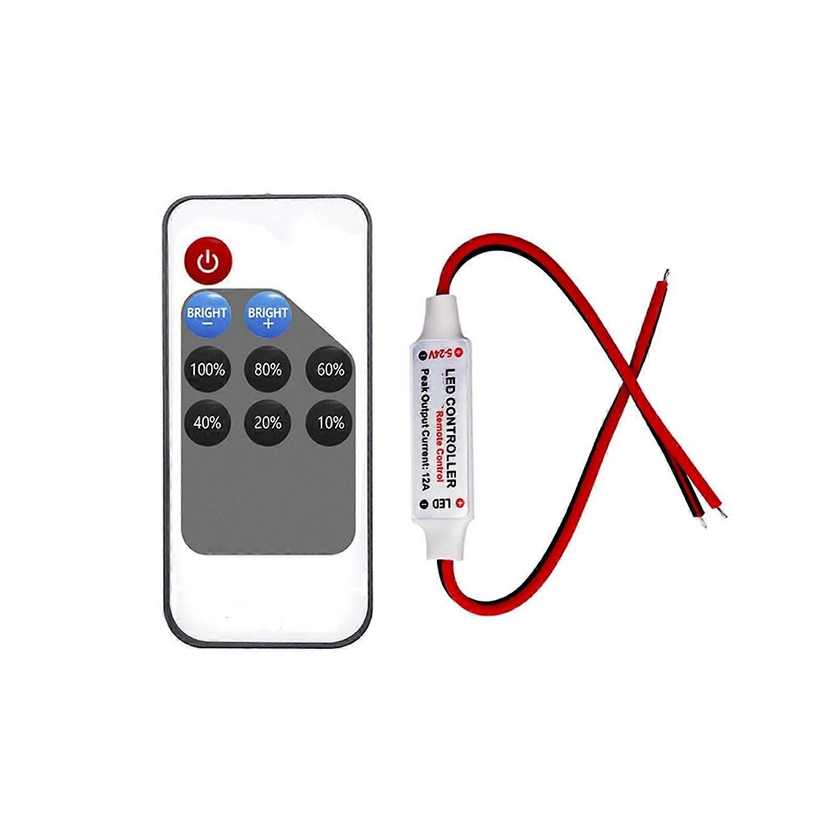 LED Dimmer Controller with Remote for Single Color LED Strip Lights 524V Smooth PWM Dimming