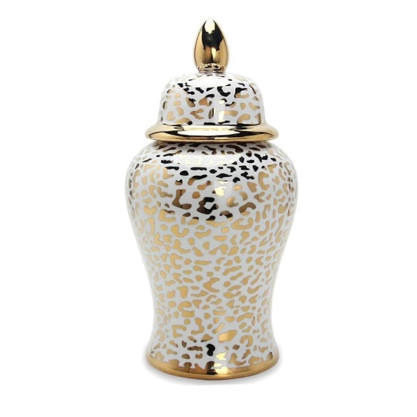 Large Ceramic Ginger Jar with Lid – Elegant Porcelain Decorative Vase for Home and Kitchen Use 24x48cm