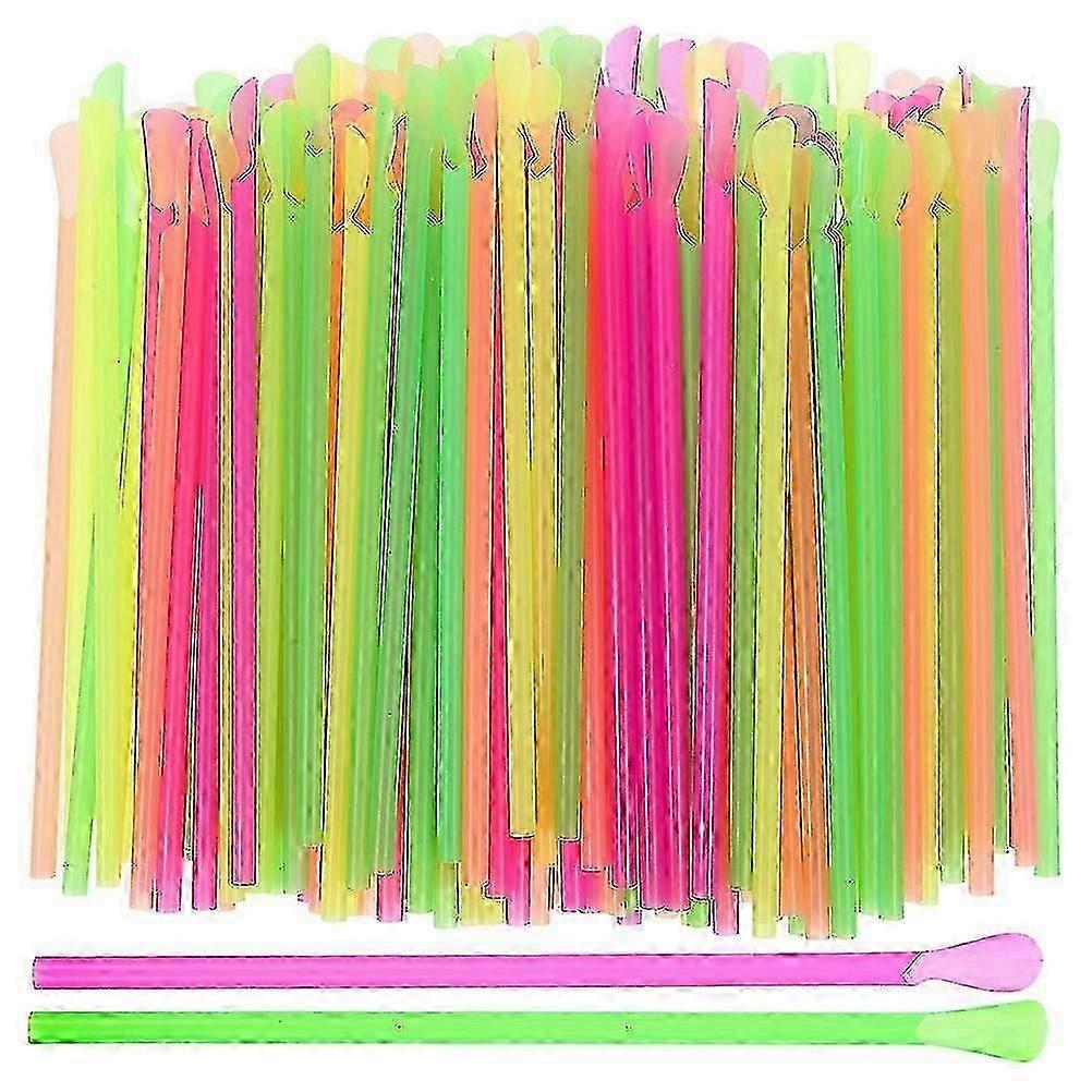 Beverage Straws with Spoon Tip, 400 Disposable Pcs for Ice Cones
