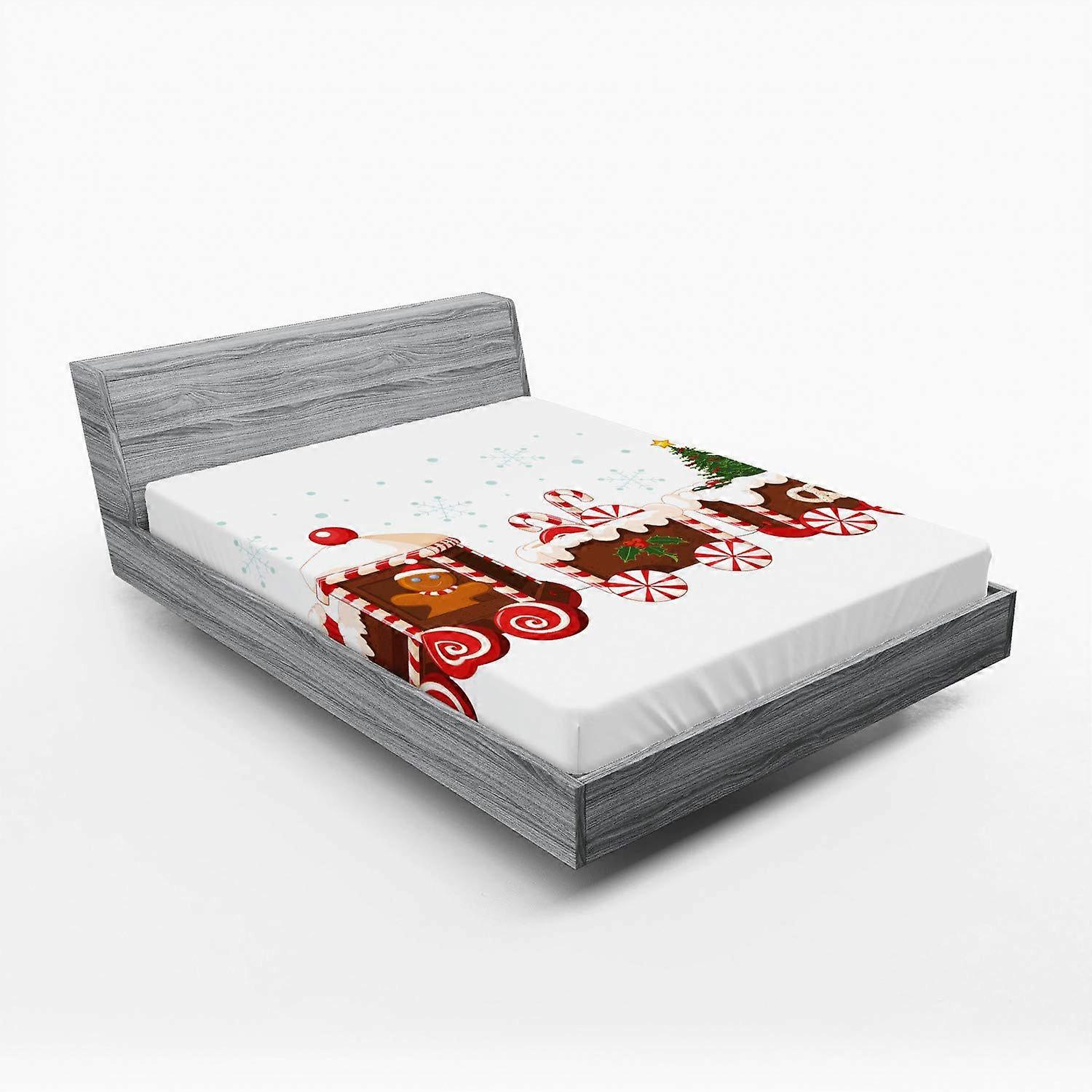 Christmas Full Size Fitted Sheets 2 Pack, Gingerbread Train, Deep Pocket, AllRound Elastic Fit