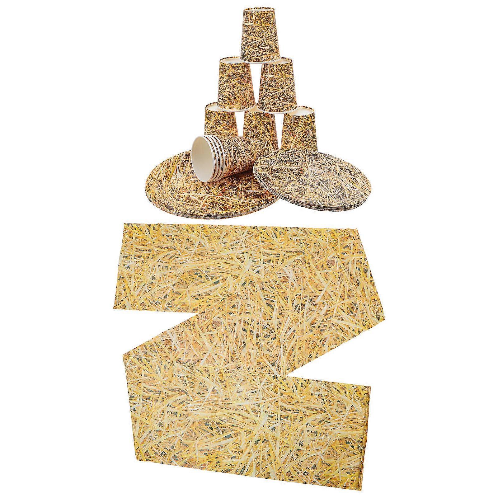 Western Theme Party Decorations Hay Tableware for 1Set