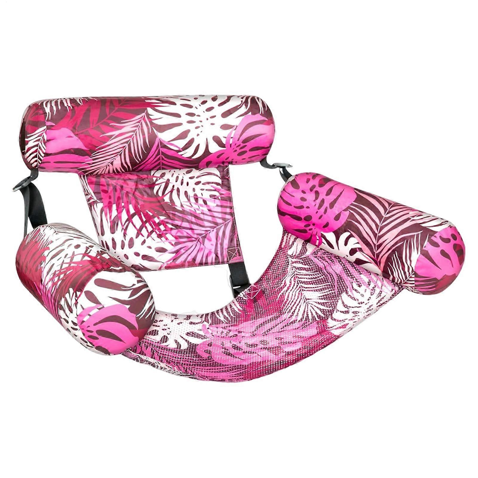 Inflatable Pool Lounger with Plant Pattern, LeakProof Floating Lounge Chair for Beach and Backyard