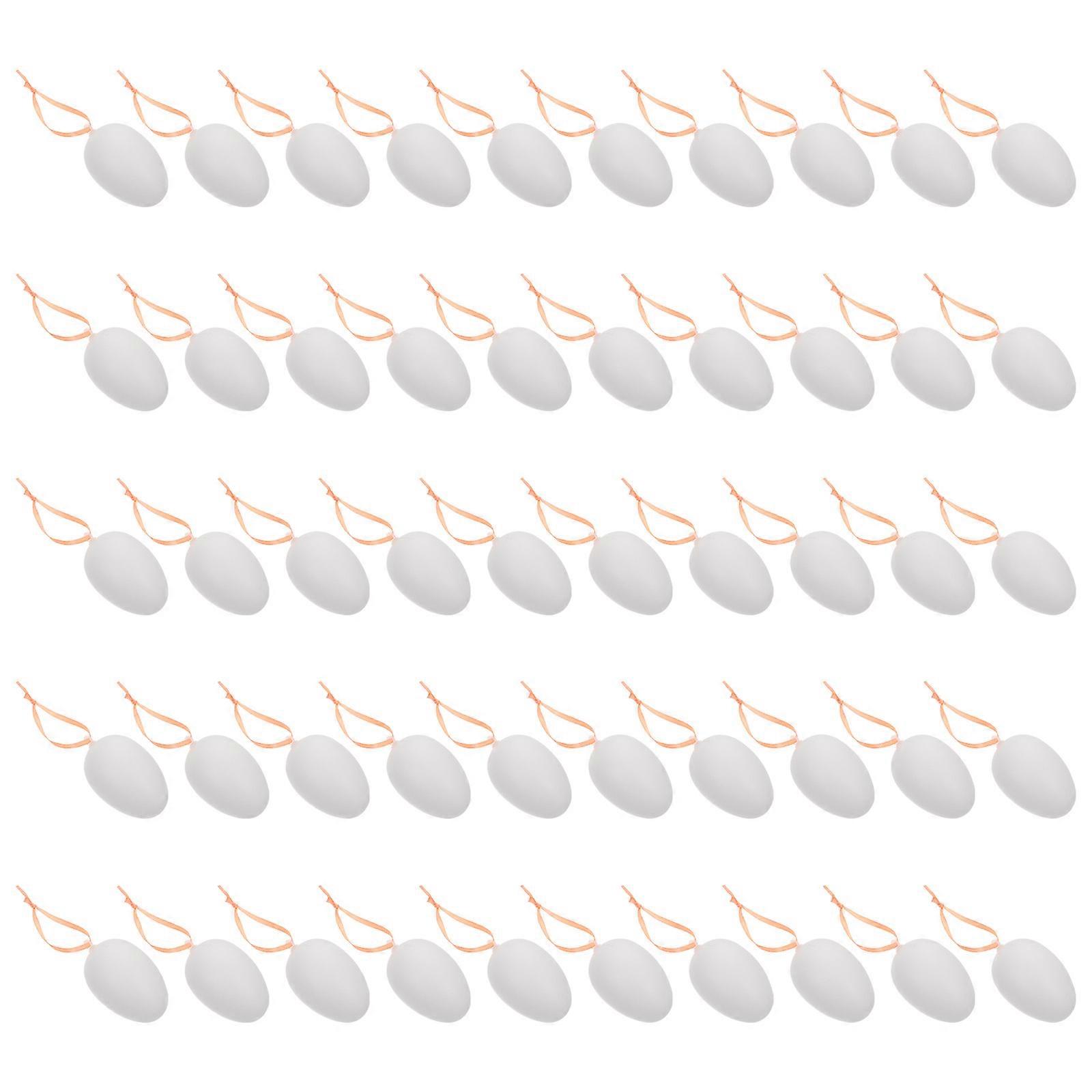 DIY Easter Egg Decorations Plastic Egg Pendant for Hanging 50Pcs White Decors