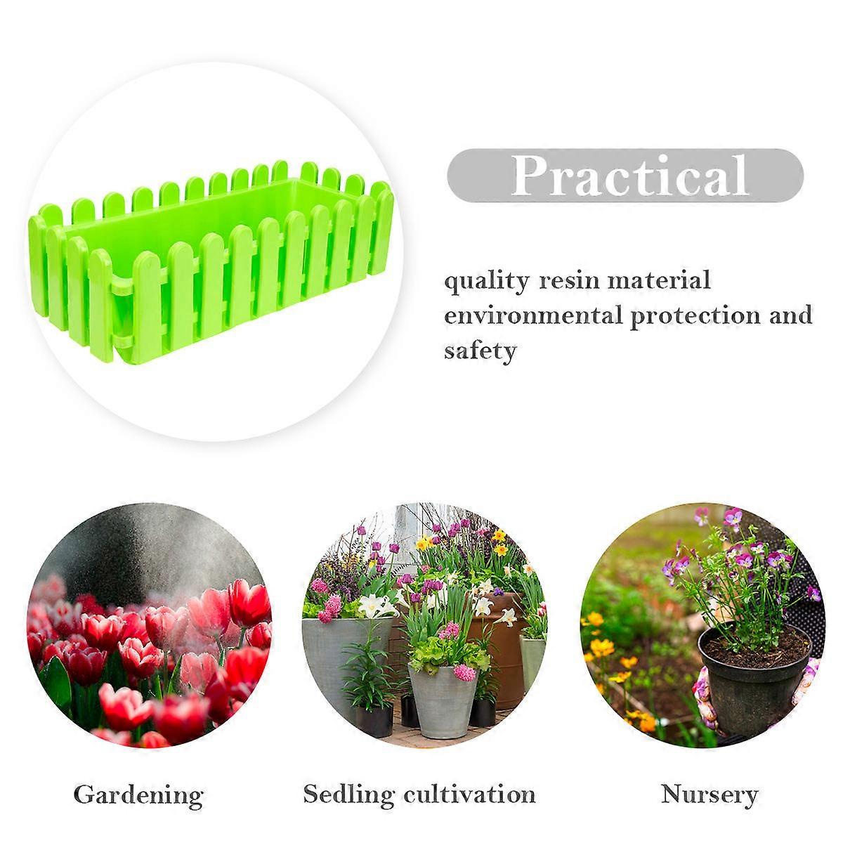 Rectangular Plastic Fence Flower Pot for Flower Storage Green