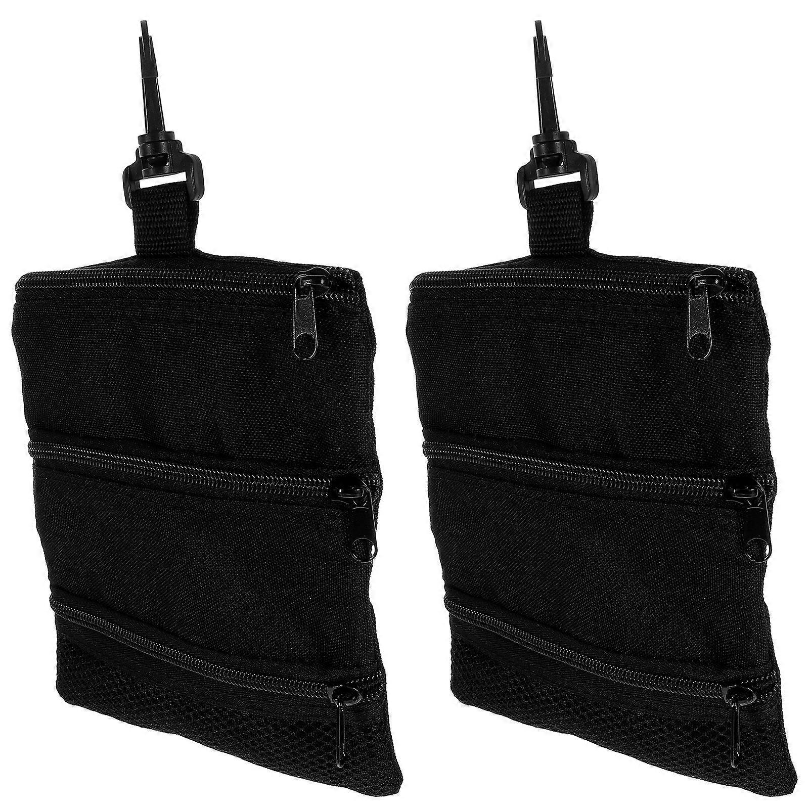 Portable Tee Bag Golf Ball Storage Bag for Storage 2Pcs Black Kit