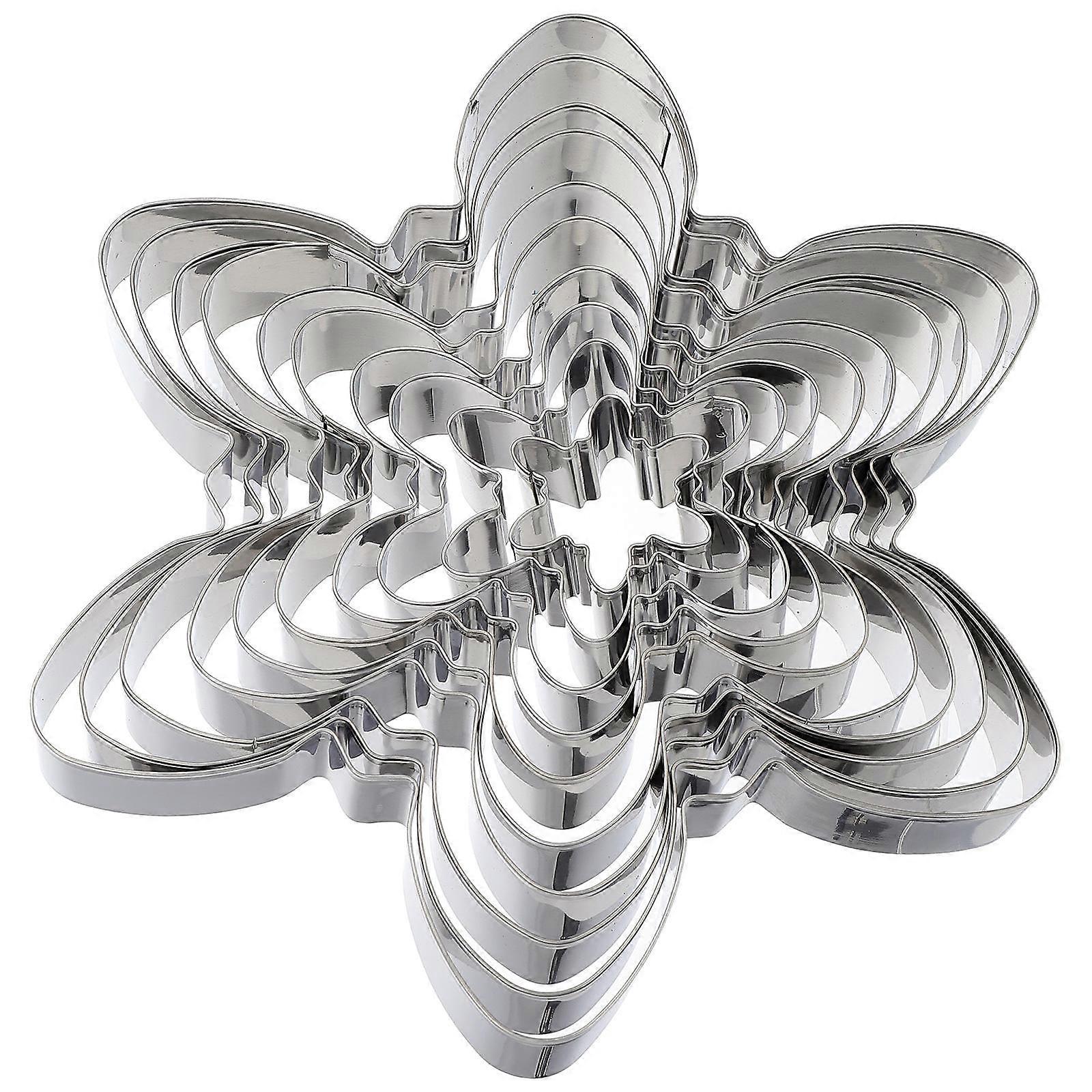 Snowflake Biscuit Moulds for Baking Use Stainless Steel 10Pcs Set
