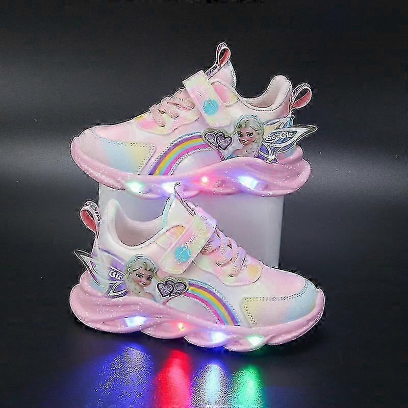 Cartoon Frozen Birthday Gifts Girls Casual Shoes Led Light Sneakers Elsa Princess Shoes Baby Toddler Girls Sneakers 2025