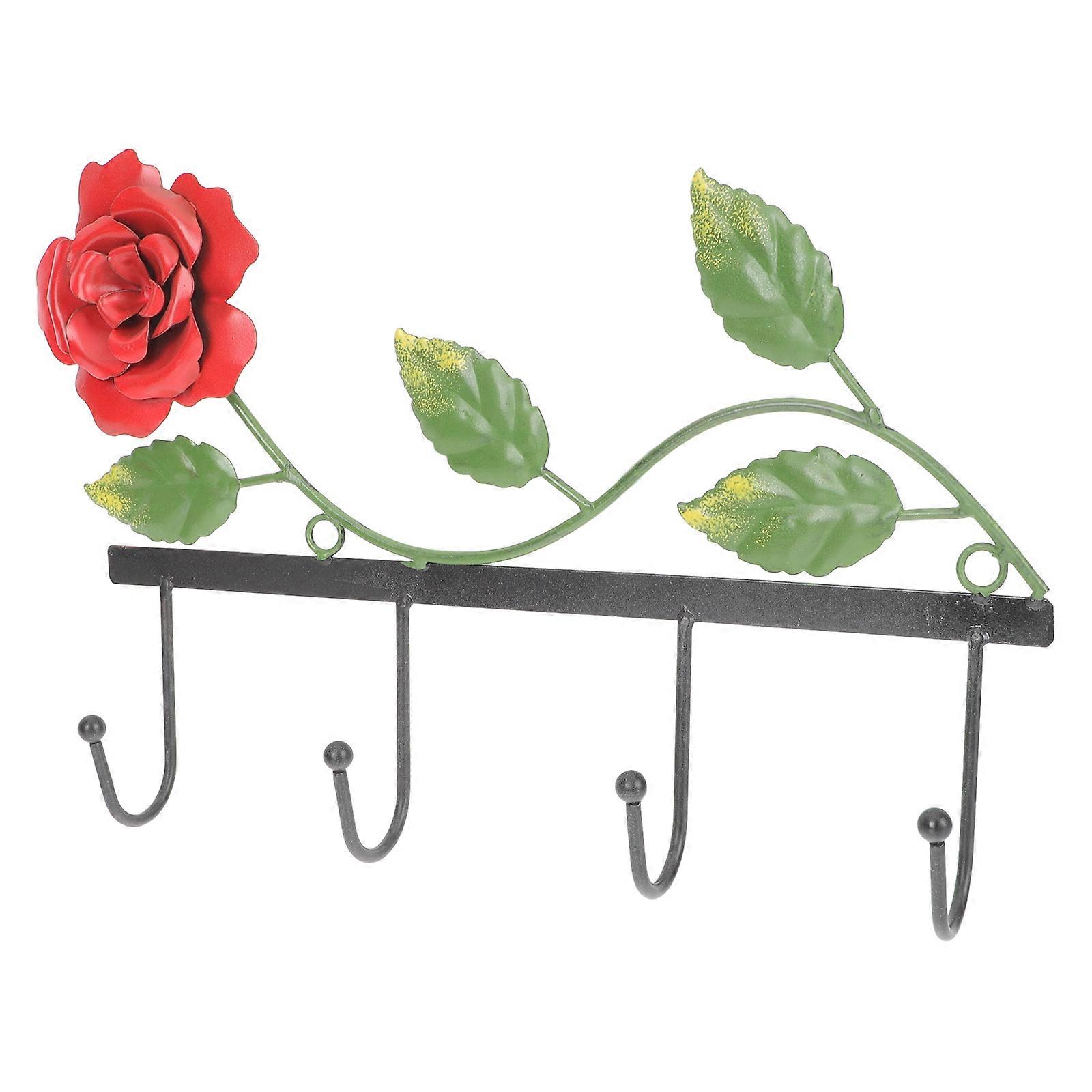 Wall Mounted Rose Hook Iron Coat Hook for Home Red Hanging