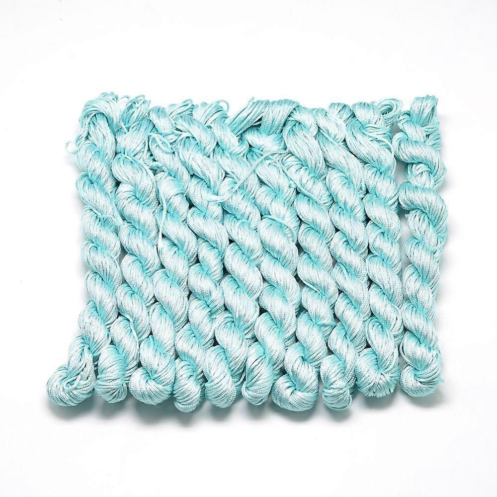 Braided Polyester Cords Sky Blue 1mm about 28.43 yards(26m)/bundle 10 bundles/bag