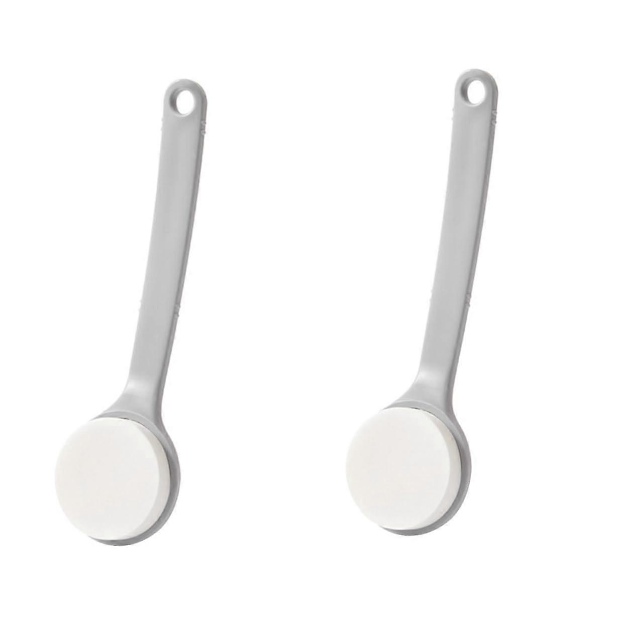 Bath Back Brush with Long Handle Reach, PVA Sponge for Gentle Exfoliation, Grey, 2pcs
