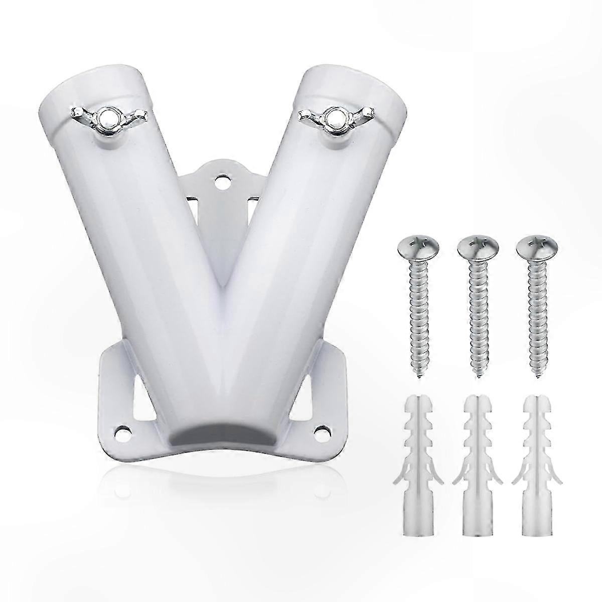 V-Shaped Aluminum Flagpole Bracket Wall Mount for Double Flags Windproof Design