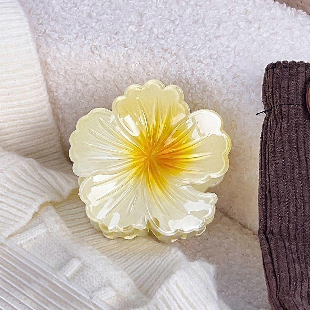 Two Tone Plastic Claw Hair Clips Flower Yellow 77x77mm
