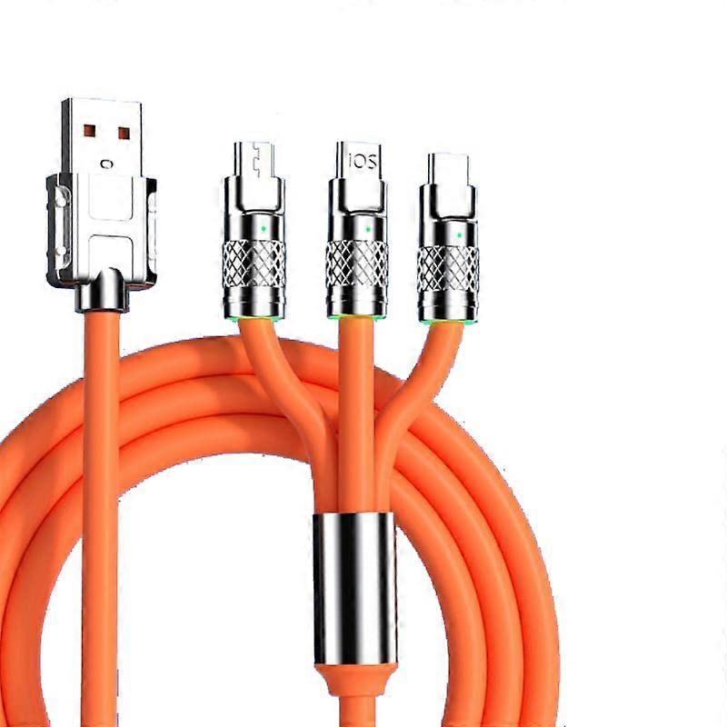Multi USB Charging Cable 3 in 1 Fast Charging Cord with LED Indicator Light 1.2m Orange