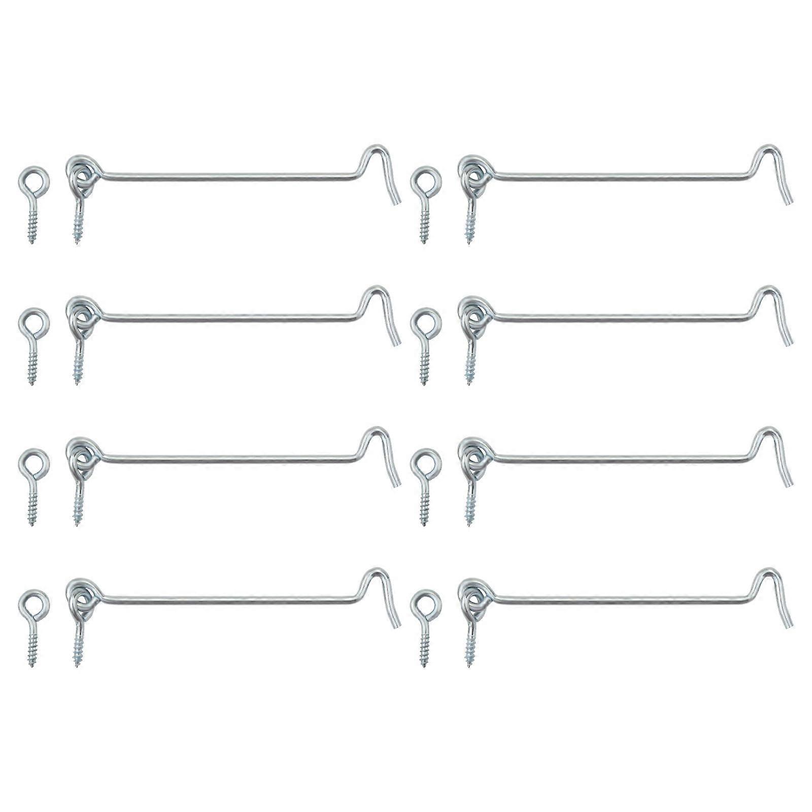 8 Pcs 3 Inch Silver Cabin Hook Latch with Screws, RustResistant Windproof Door and Window Lock