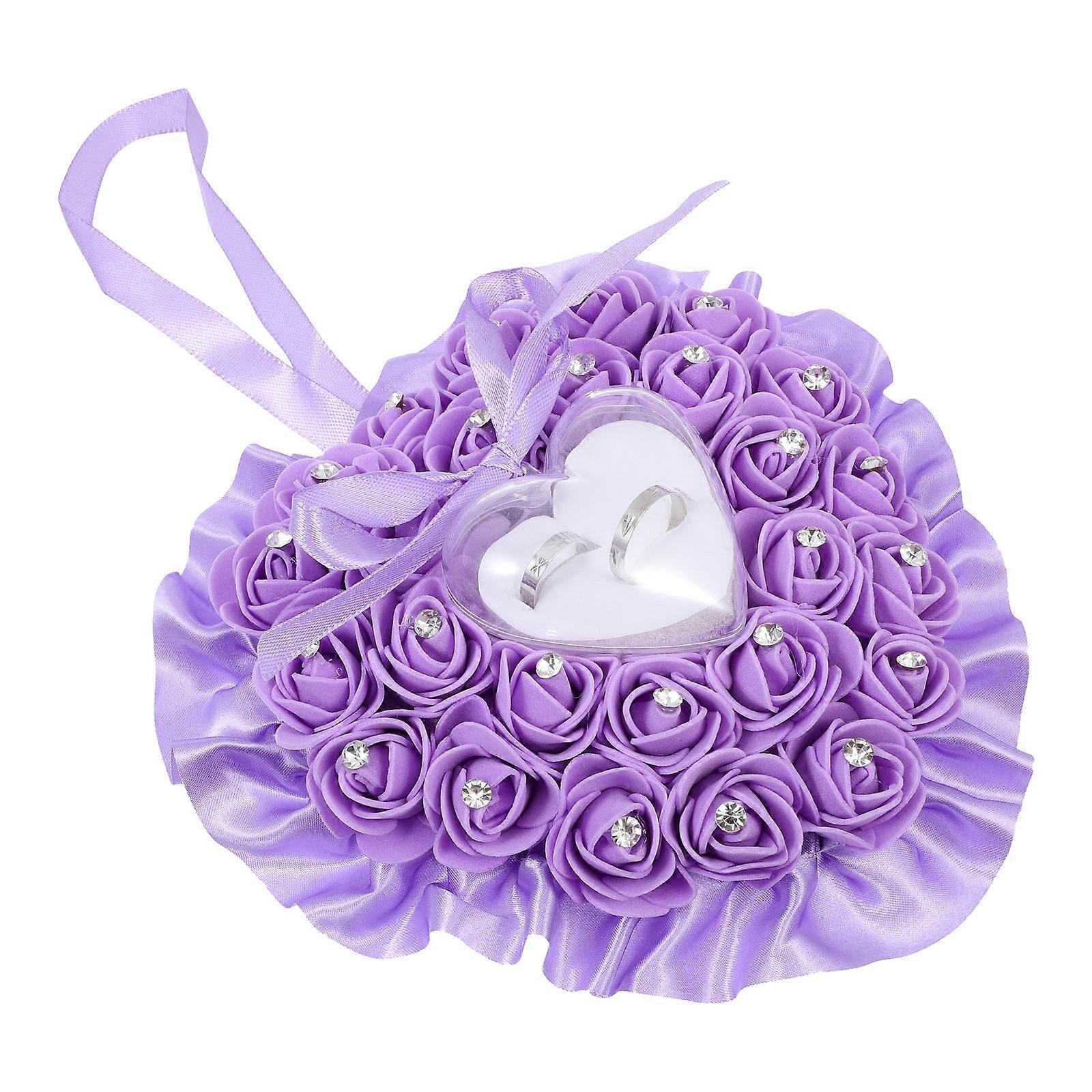 Wedding Ring Pillow Case Rose Heart Ring Pillow for Wedding Storage Use
