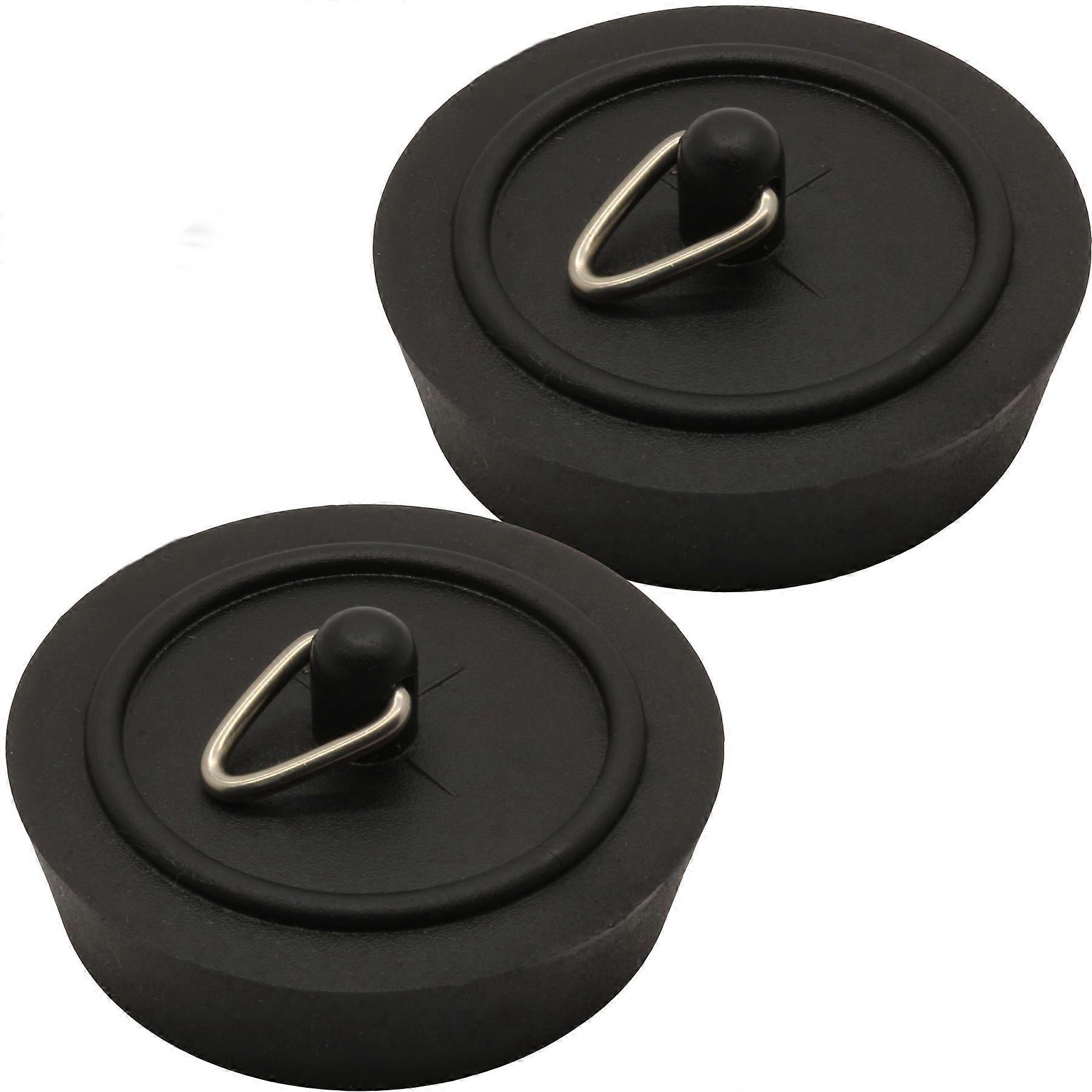 2X 38mm Black Rubber Sink Plug LeakProof Seal for Kitchen or Bathroom Basin Replacement