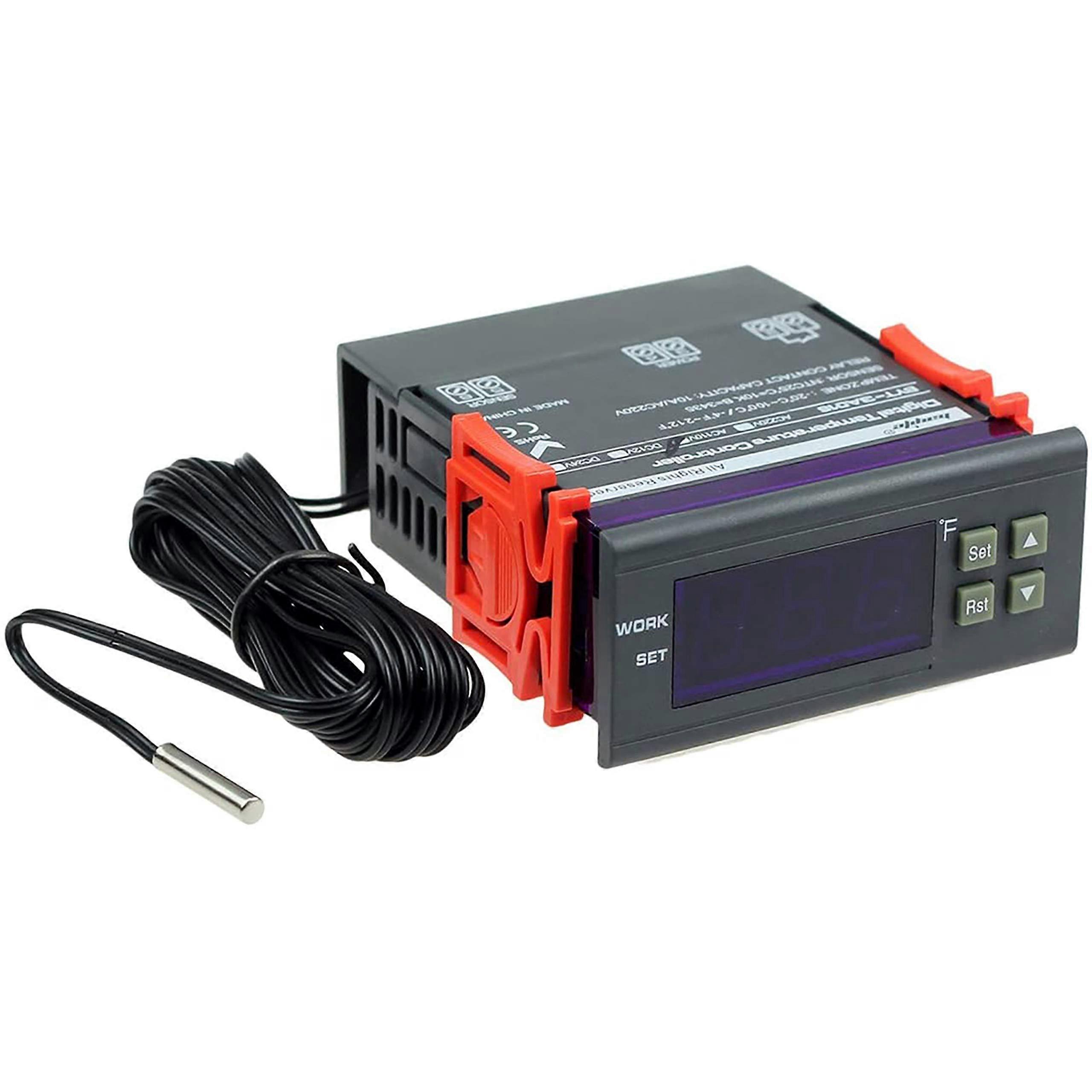 110V Fahrenheit Digital Temperature Controller with Sensor for Heating and Cooling Modes