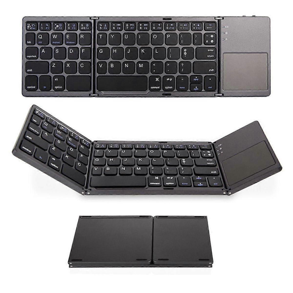 Foldable Bluetooth Keyboard with Touchpad, Wireless Rechargeable, Compact for iOS Android Windows