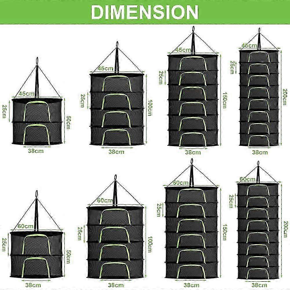 2-layer herb drying net, hangable with zipper, foldable