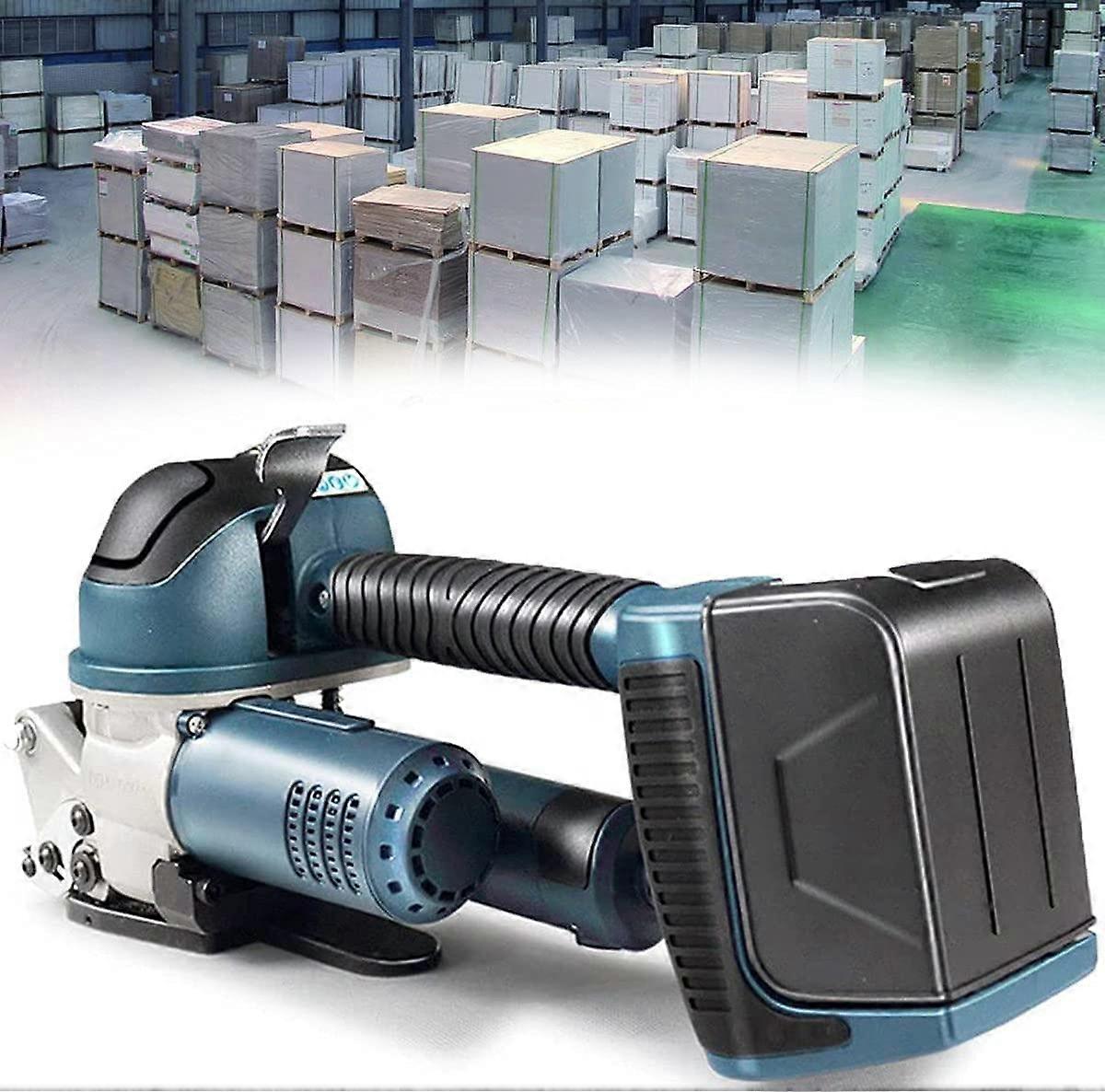 Electric Strapping Tool with LCD Display, 6000N Adjustable Tension, Automatic Welding and Cutting