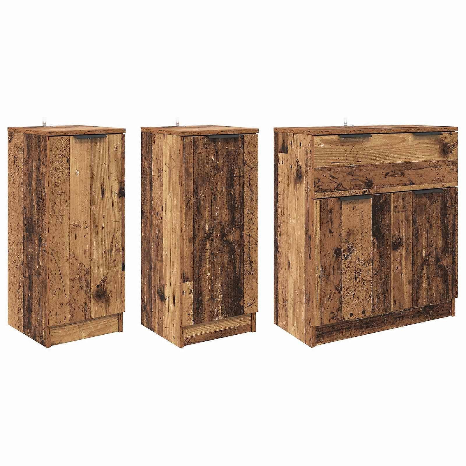 vidaXL Dressoir met lade met plank met opslag 3 st Bewerkt hout Ettkamer