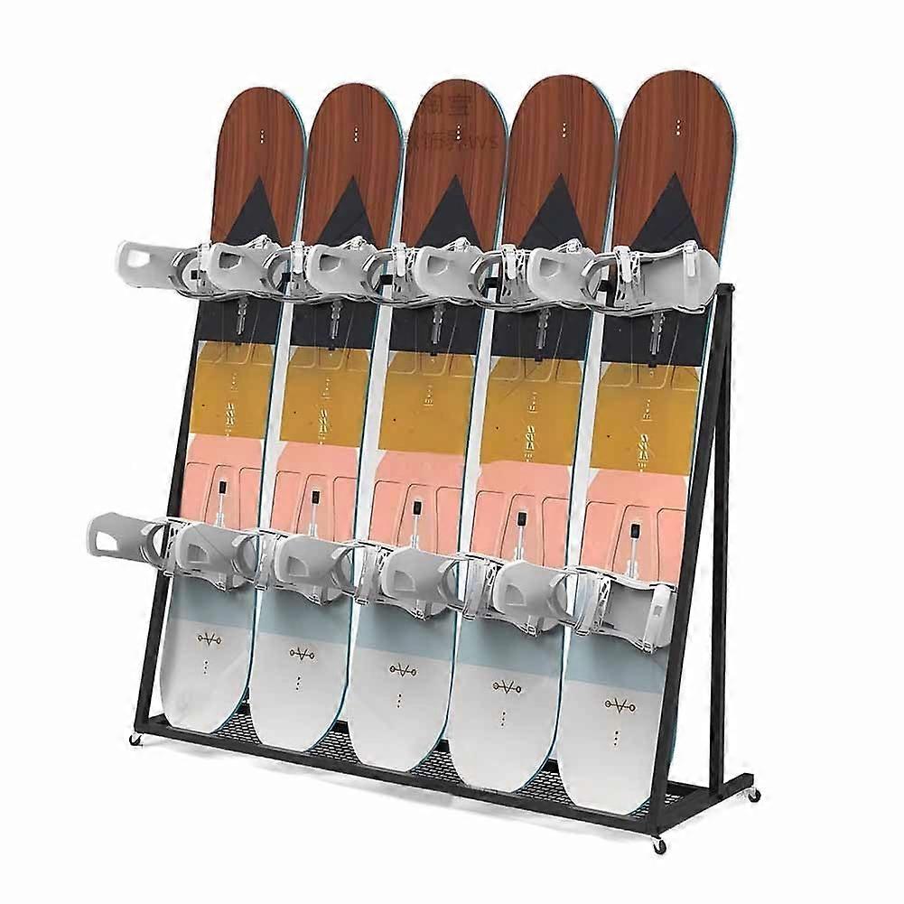 Black Ski Storage Rack and Snowboard Wall Organizer, Compact Vertical SpaceSaving Design for Home or