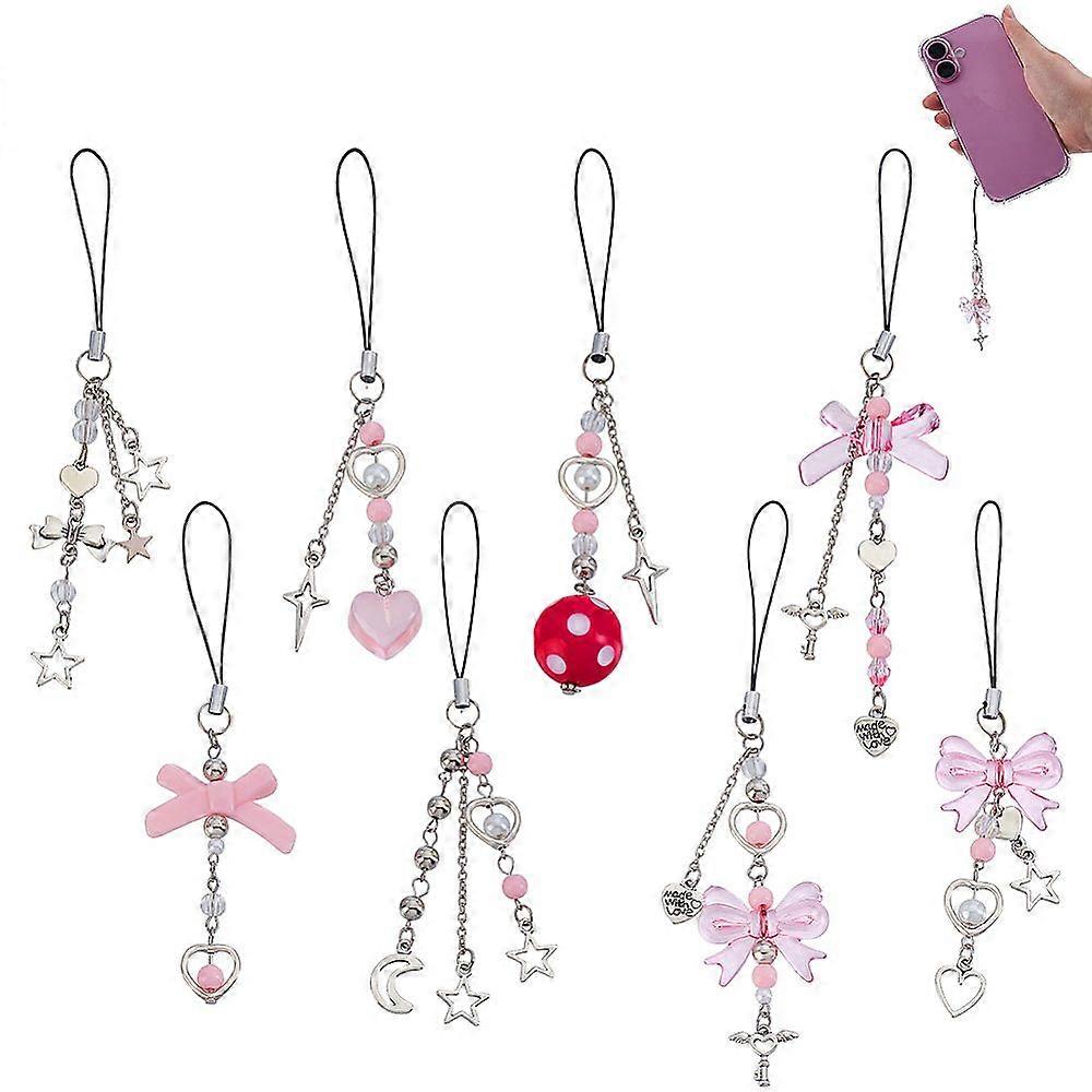 8pcs Alloy Acrylic Mobile Straps Platinum 123~152mm 8pcs/set