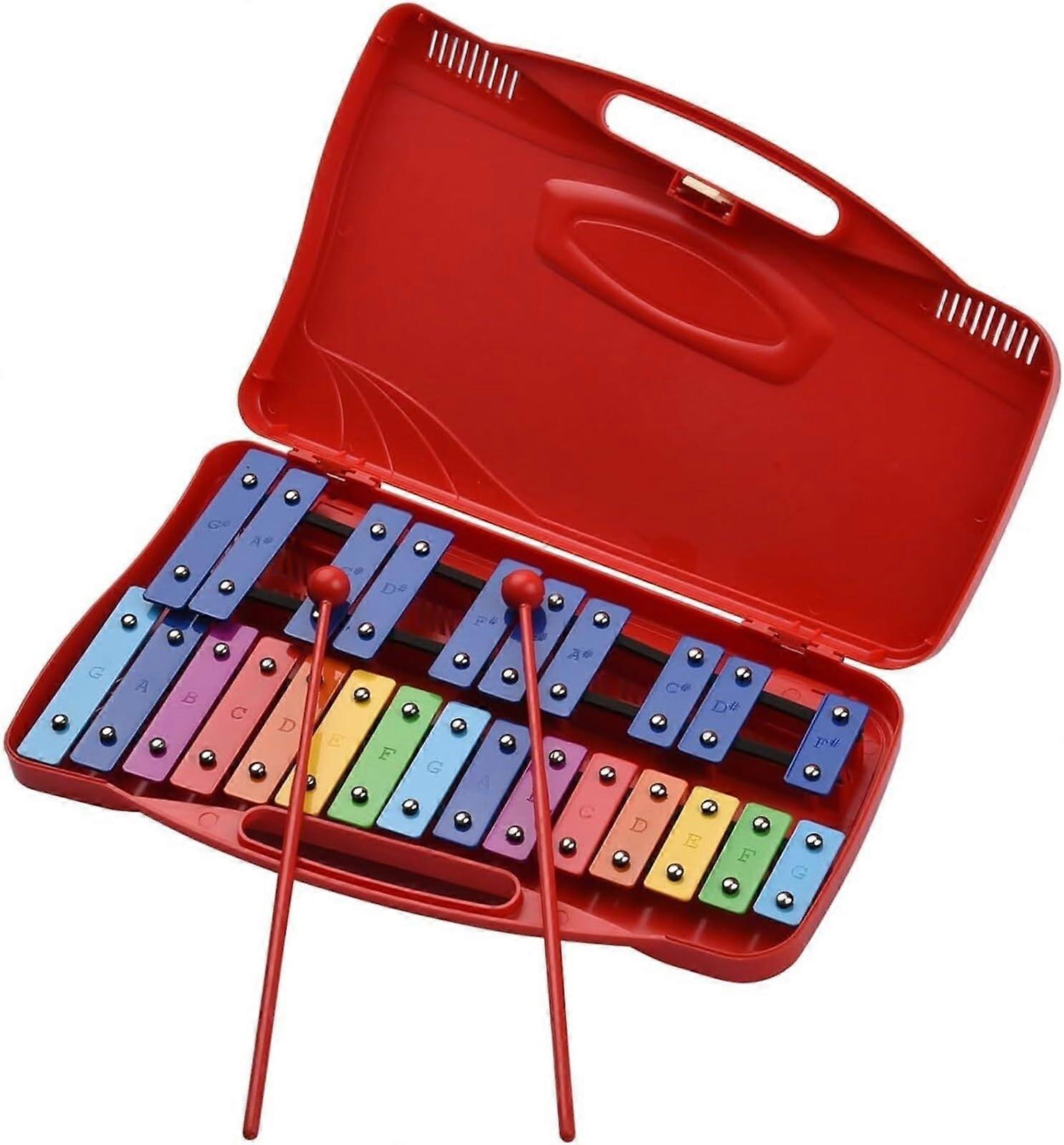 25 Note Aluminum Xylophone for Beginners with Engraved Notes and Carry Case  Crimson