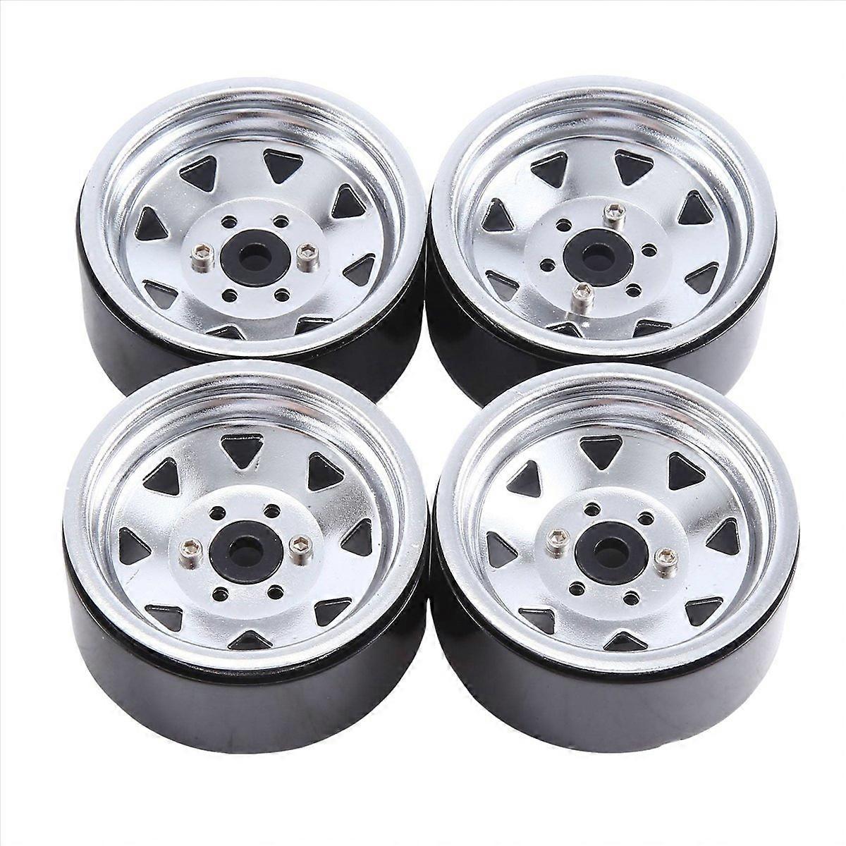 4PCS 1.9Inch Metal Beadlock Wheel Hub Rim,Silver