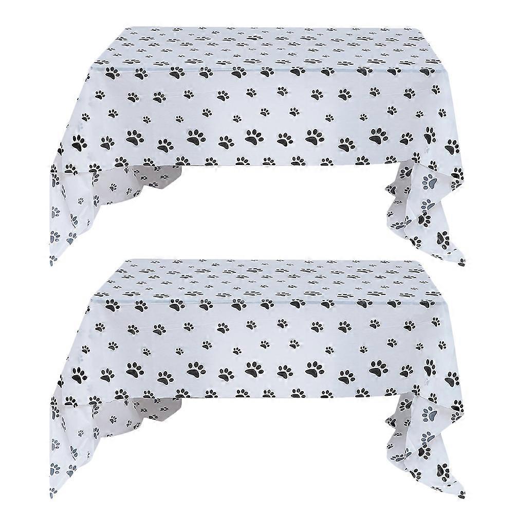Dog Paw Tablecloth for Rectangle Tables 2Pcs White Cover